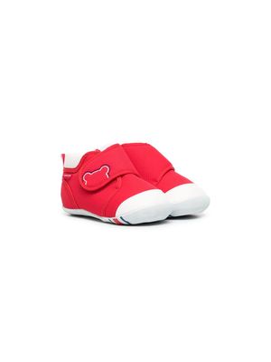 Miki House touch-strap cotton trainers - Red