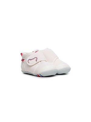 Miki House touch-strap cotton trainers - White