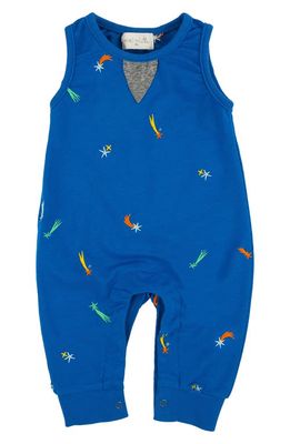 Miki Miette Kids' Drew Sleeveless French Terry Romper in Blue