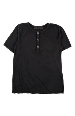 Miki Miette Kids' Pauli Short Sleeve Henley in Black