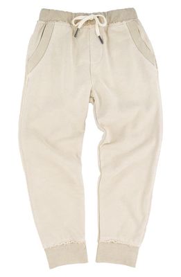 Miki Miette Kids' Ziggy Frayed Joggers in Oatmeal Beige