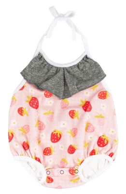 Miki Miette Star Halter Bubble Romper in Strawberry Fields