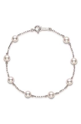 Mikimoto Akoya Cultured Pearl Station Bracelet in White Gold/Pearl