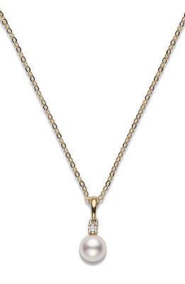 Mikimoto Akoya Pearl & Diamond Pendant Necklace in Pearl/Diamond