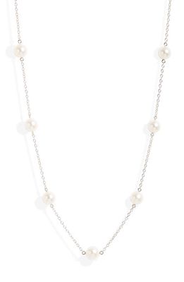 Mikimoto Akoya Pearl Station Chain Necklace in White Gold