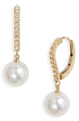 Mikimoto Diamond & Akoya Cultured Pearl Earrings in Gold