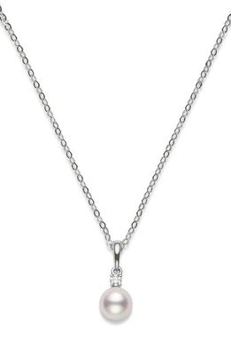Mikimoto Diamond & Pearl Pendant Necklace in White Gold