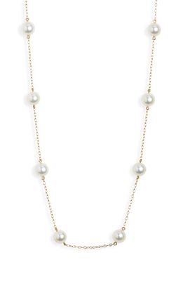 Mikimoto Genuine Ayoka Pearl Station Necklace in Yellow Gold