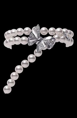 Mikimoto Ribbon Diamond & Cultured Pearl Bracelet in White Gold