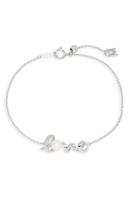 Mikimoto White Gold Pearl Love Pendant Bracelet in 18Kw