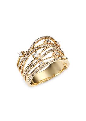 Mila 14K Yellow Gold & Diamond Stacked Ring