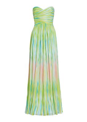 Mila Chiffon Print Strapless Maxi Dress