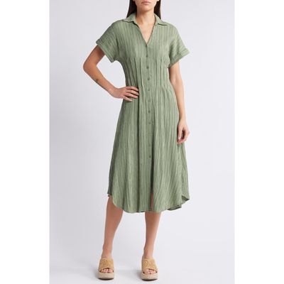 Mila Mae Midi Shirtdress in Green 