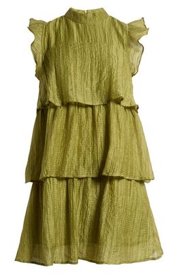 Mila Mae Ruffle Texture Minidress in Green 