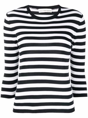 MILA SCHON striped three-quarter sleeve jumper - Black