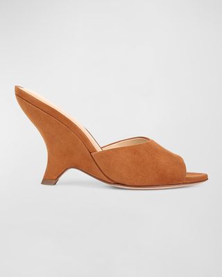 Mila Suede Slide Wedge Sandals