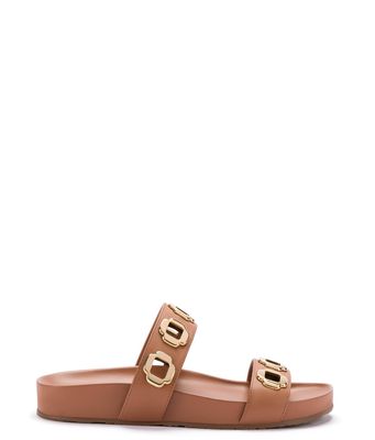 Milan Slide In Caramel Leather