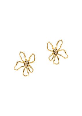Mildred 14K-Gold-Plated & Glass Crystal Flower Stud Earrings