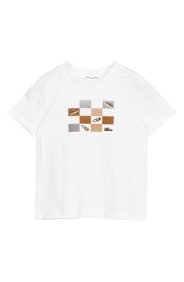 MILES BABY Kids' Checkerboard Organic Cotton Graphic T-Shirt in Off White