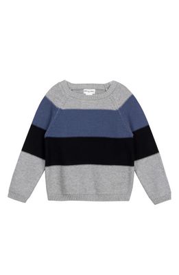 MILES BABY Kids' Colorblock Organic Cotton Sweater in Blue