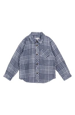 MILES BABY Kids' Gingham Check Brushed Flannel Shirt in Navy