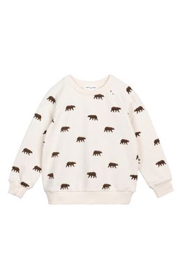 MILES BABY Kids' Grizzly Print Organic Cotton Sweatshirt in Beige