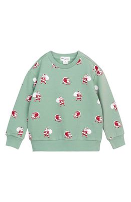 MILES BABY Kids' Holly Jolly Santa Print Organic Cotton Sweatshirt in Green