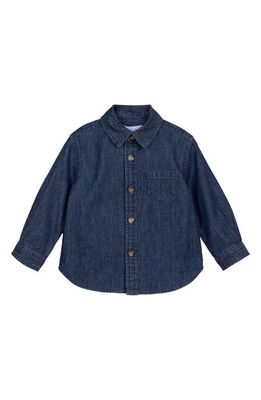 MILES BABY Kids' Organic Cotton Chambray Button-Up Shirt in Dark Blue Denim