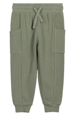 MILES BABY Kids' Organic Cotton Ottoman Knit Joggers in Green Olive