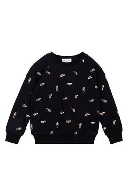 MILES BABY Kids' Sneaker Print Organic Cotton Sweatshirt in Black