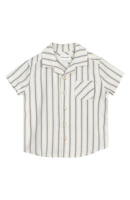 MILES BABY Kids' Stripe Linen Blend Camp Shirt in Beige 