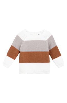 MILES BABY Kids' Stripe Organic Cotton Sweater in 110 Brown