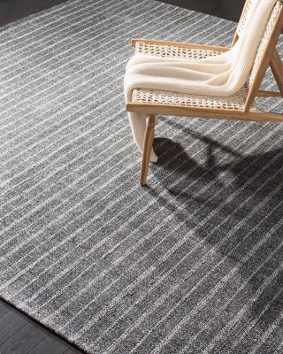 Miles Charcoal Stripe Flat Weave Rug, 3' x 8'