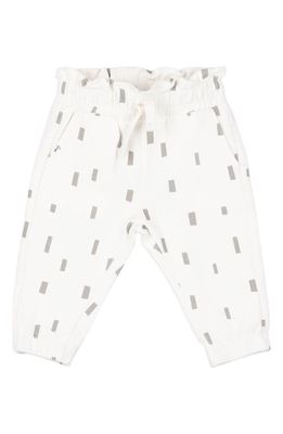 MILES THE LABEL Block Print French Terry Joggers in 101 Off White