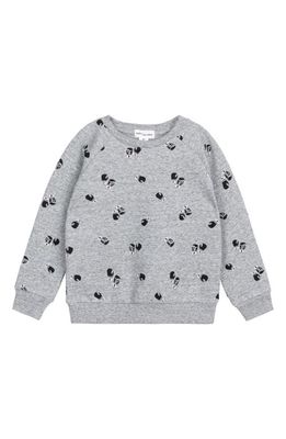 MILES THE LABEL Boxing Gloves Print Heathered French Terry Sweatshirt in Grey