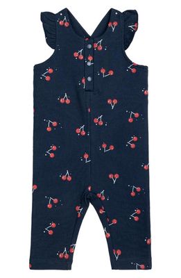 MILES THE LABEL Cherry Print French Terry Organic Cotton Romper in 604 Navy