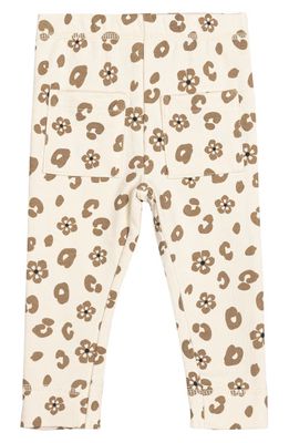 MILES THE LABEL Floral Stretch Organic Cotton Pocket Leggings in 102 Beige