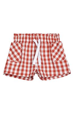 MILES THE LABEL Gingham Check Organic Cotton Shorts in 502 Brick