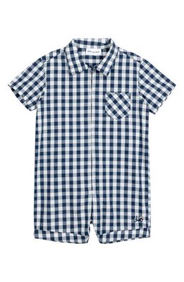 MILES THE LABEL Gingham Organic Cotton Romper in 604 Navy