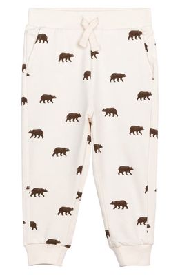 MILES THE LABEL Grizzly Print Organic Cotton Terry Joggers in Beige