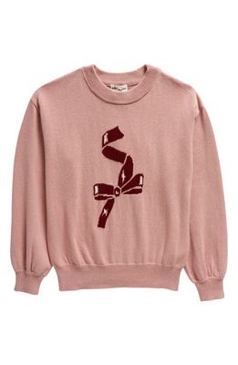 MILES THE LABEL Kids' Bow Organic Cotton Sweatshirt in Pink Light