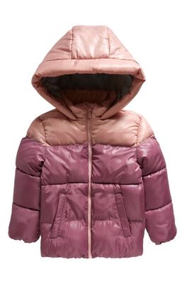 MILES THE LABEL Kids' Colorblock Hooded Puffer Jacket in Pink