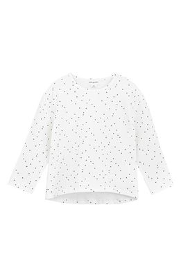 MILES THE LABEL Kids' Dot Print Stretch Organic Cotton Long Sleeve T-Shirt in Off White