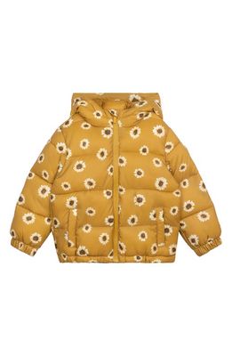 MILES THE LABEL Kids' Floral Quilted Packable Jacket in Yellow