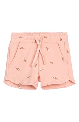 MILES THE LABEL Kids' Ice Cream Cone Print Organic Cotton French Terry Shorts in 404 Coral