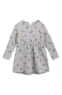 MILES THE LABEL Kids' Orange Pop Print Long Sleeve Organic Cotton Jersey Dress in 904 Light Heather Grey