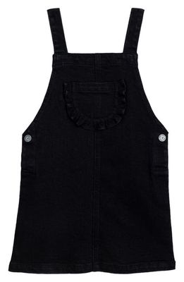 MILES THE LABEL Kids' Organic Cotton Denim Overall Dress in Black Denim