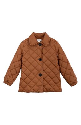 MILES THE LABEL Kid's Quilted Organic Cotton Button-Up Jacket in Brown