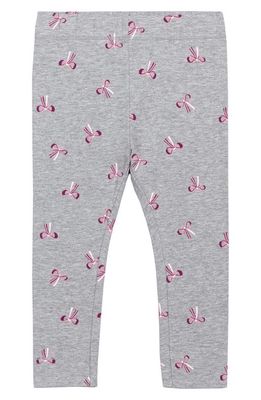 MILES THE LABEL Kids' Ribbon Print Stretch Organic Cotton Leggings in Medium Heather Grey