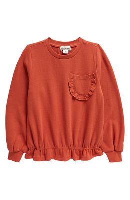 MILES THE LABEL Kids' Ruffle Organic Cotton Sweatshirt in Ora Orange